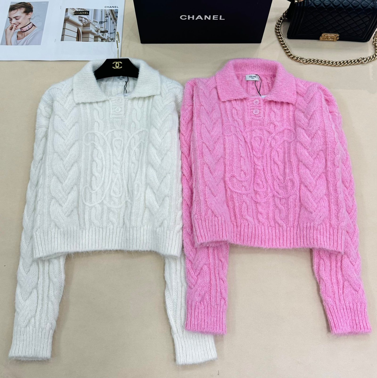 Celine knitted collar long-sleeved shirt D102103 - Image 2