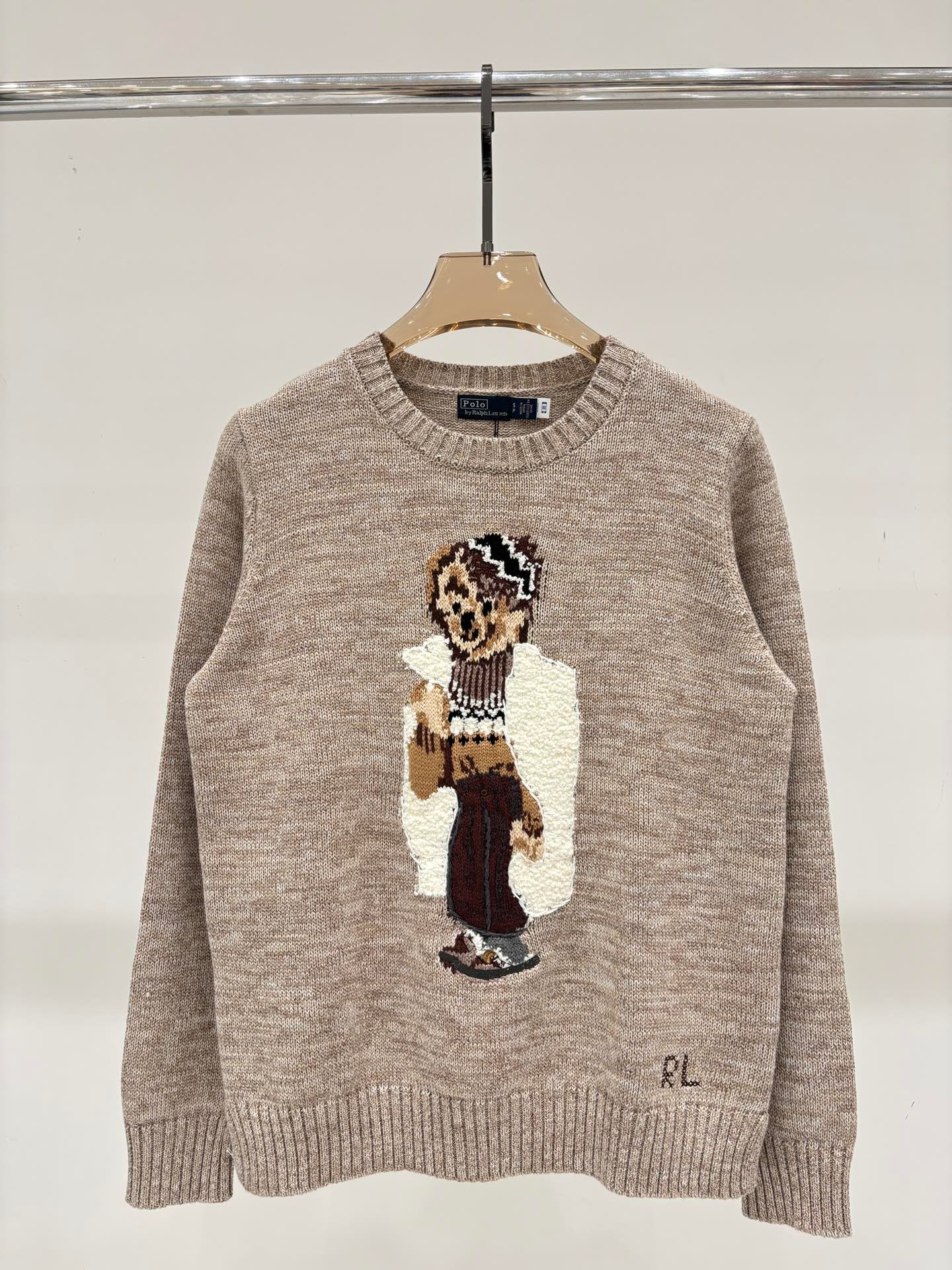 POLO wool teddy bear jacquard knitted long-sleeve shirt D101402