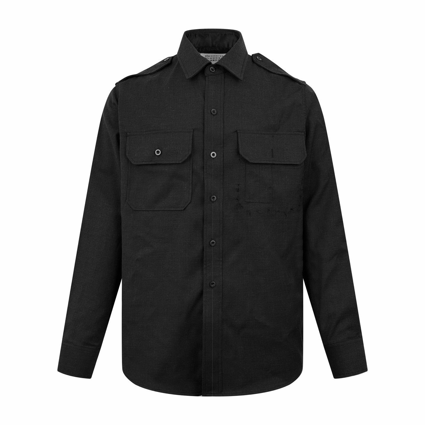 Maison Margiela solid-color wool shirt with decorative details 102201