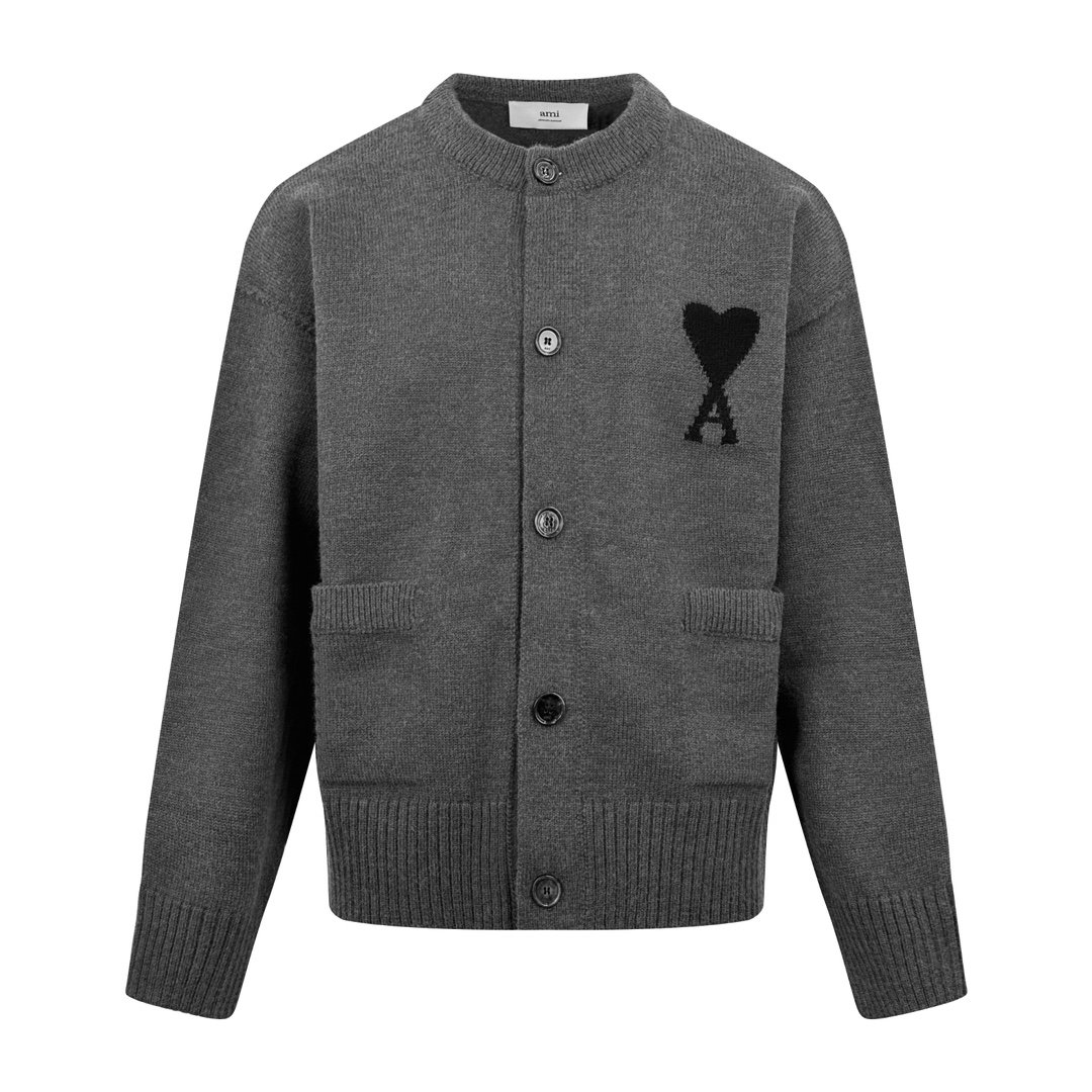 Ami Love Heart Jacquard Knitted Cardigan 101403 - Image 3