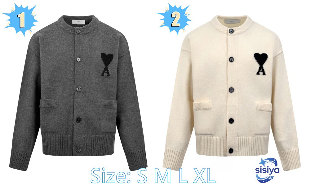 Ami Love Heart Jacquard Knitted Cardigan 101403