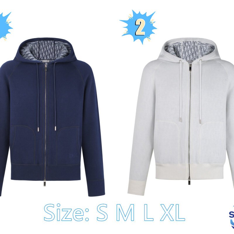 DIOR Knitted Loose-Fitting Zippered Hooded Jacket 102302