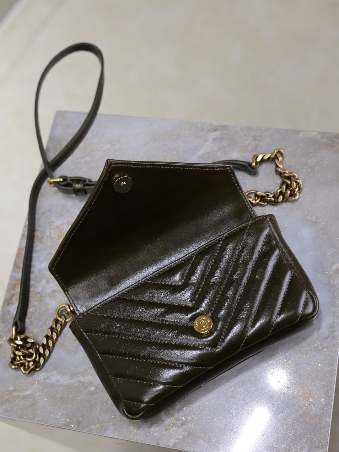 YSL mini College Wax Leather Chain Bag L100303 - Image 9