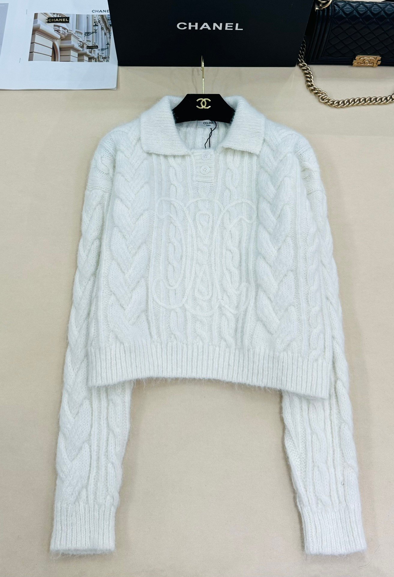 Celine knitted collar long-sleeved shirt D102103 - Image 3