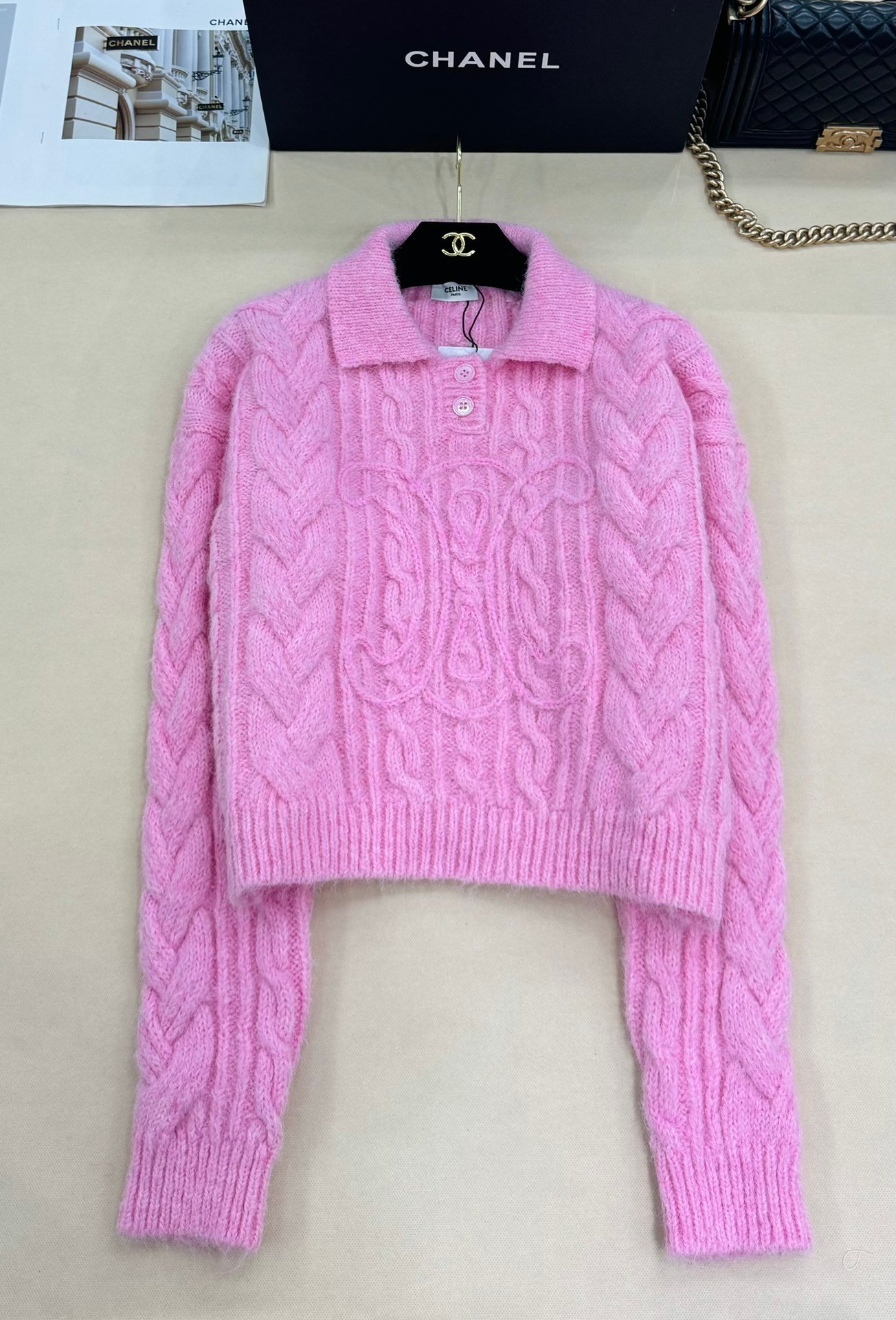 Celine knitted collar long-sleeved shirt D102103 - Image 4