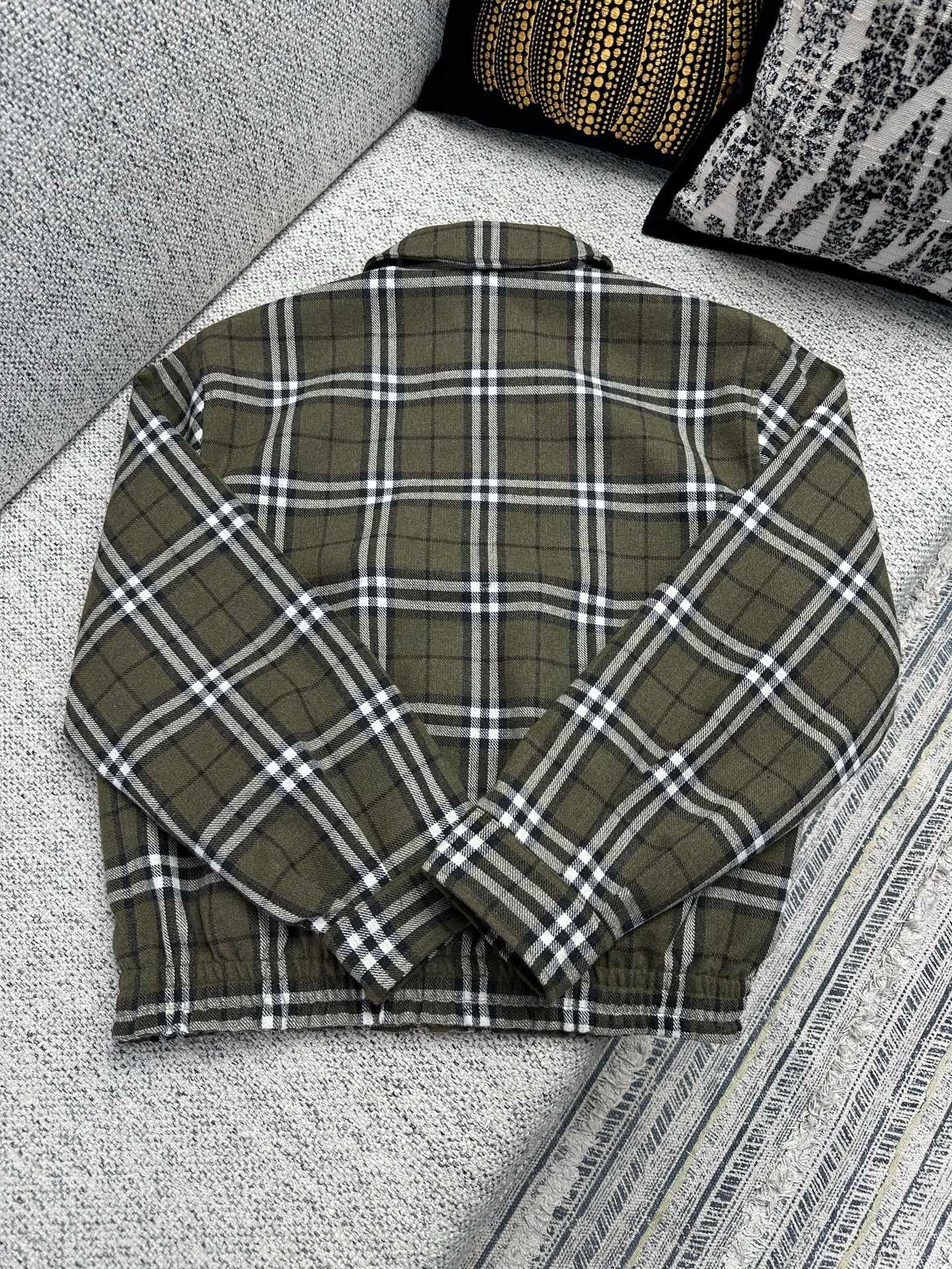 Burberry check-patterned interwoven wool Harrington coat 102402 - Image 3