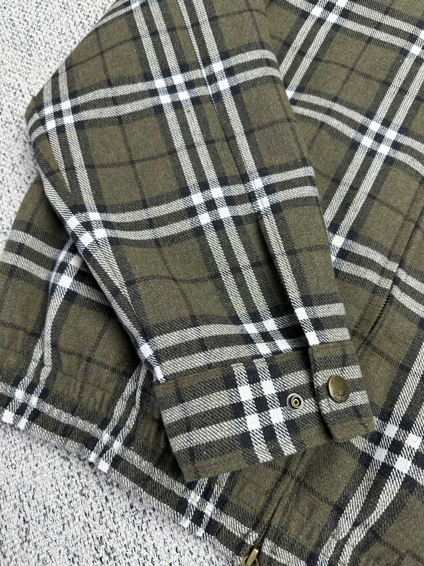 Burberry check-patterned interwoven wool Harrington coat 102402 - Image 5