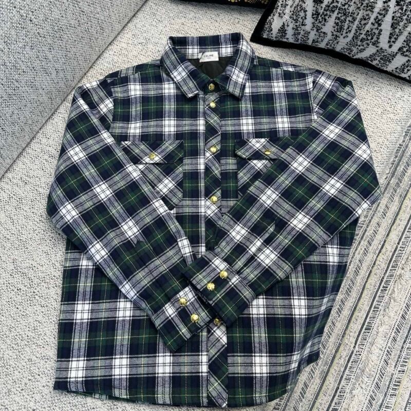 CELINE check single-breasted long-sleeved shirt 102702