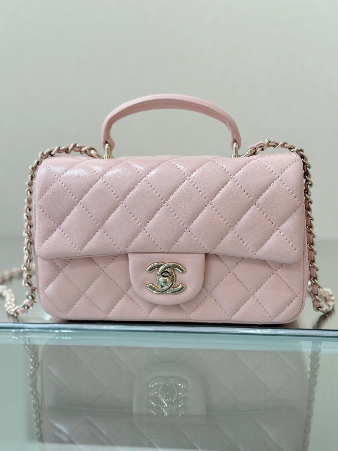 Chanel 24P Striped Top Handle Mini Leather Bag L111703 - Image 8