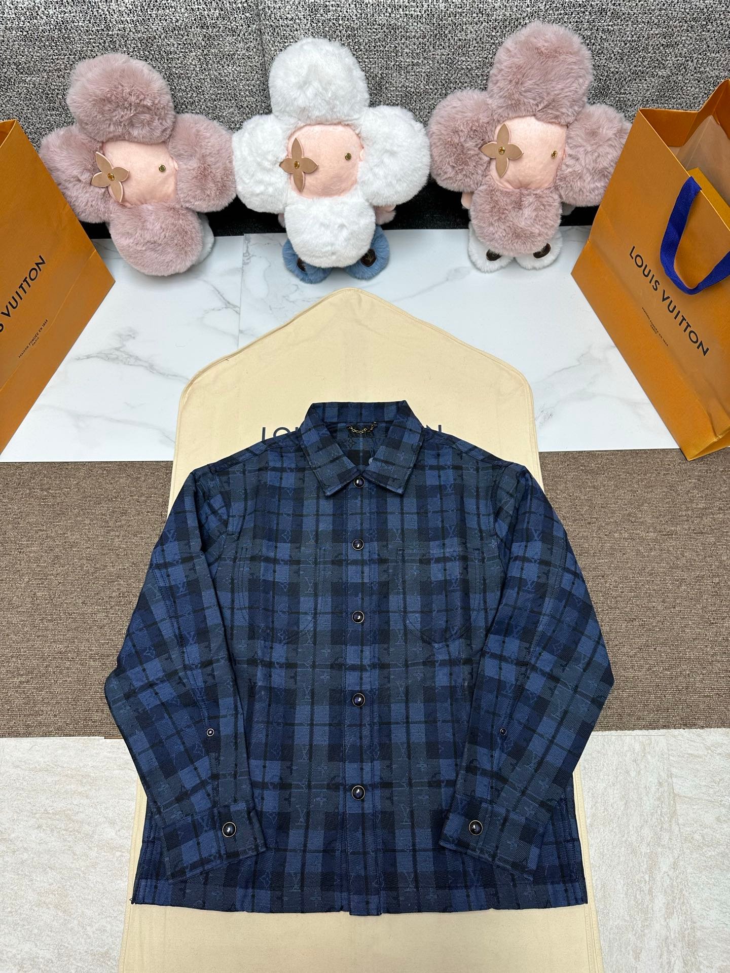 Louis Vuitton Monogram Tartan Denim Overshirt 110603