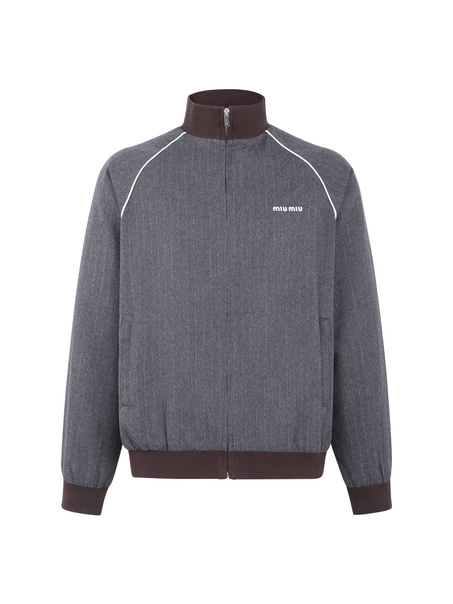 Miu Miu Logo Pinstripe Virgin Wool Track Jacket 111203