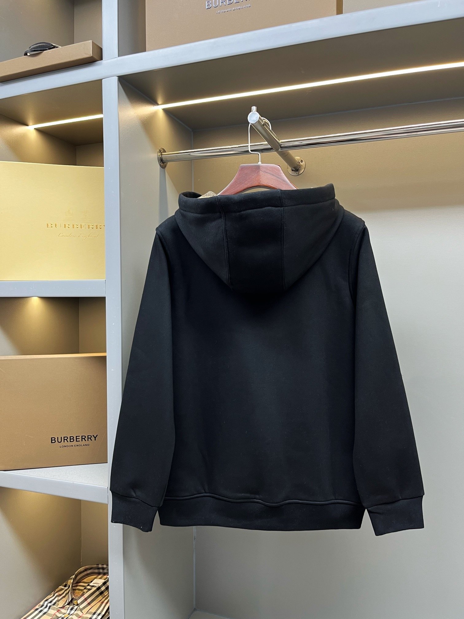 Burberry Check Hood Cotton Blend Zip Hoodie dz112901 - Image 7