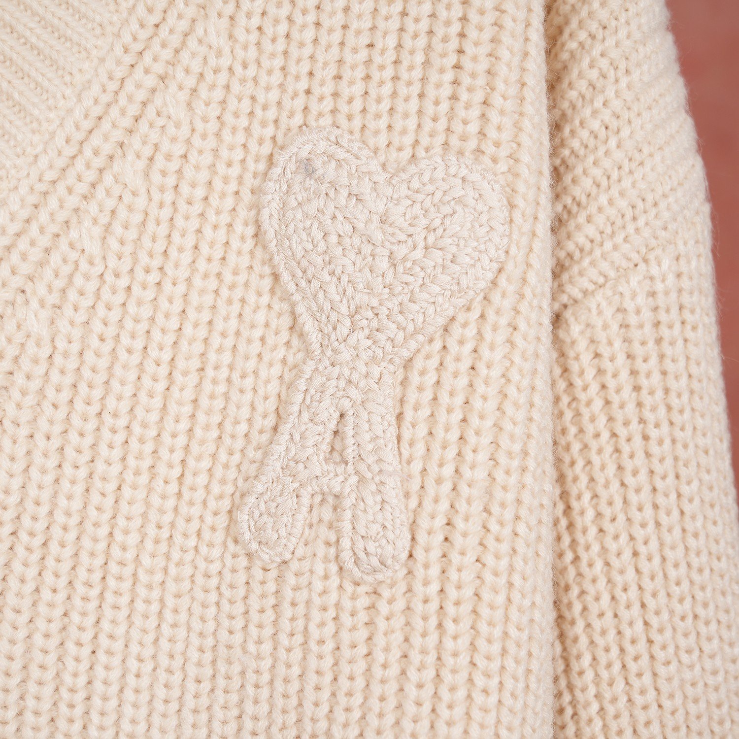 Ami Contrasting Color V-neck Long-Sleeved Pullover Knit Shirt D110410 - Image 5