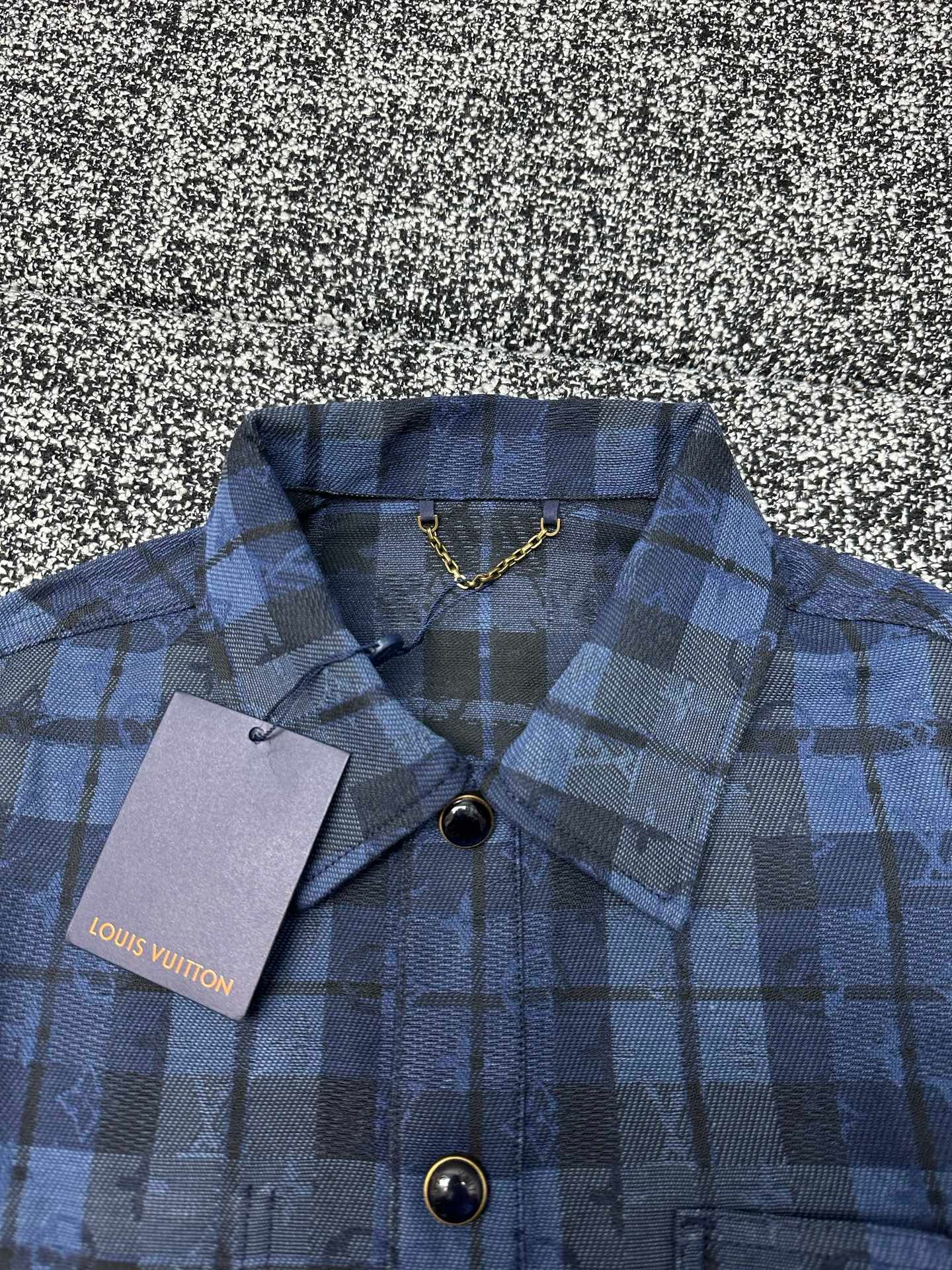 Louis Vuitton Monogram Tartan Denim Overshirt 110603 - Image 4