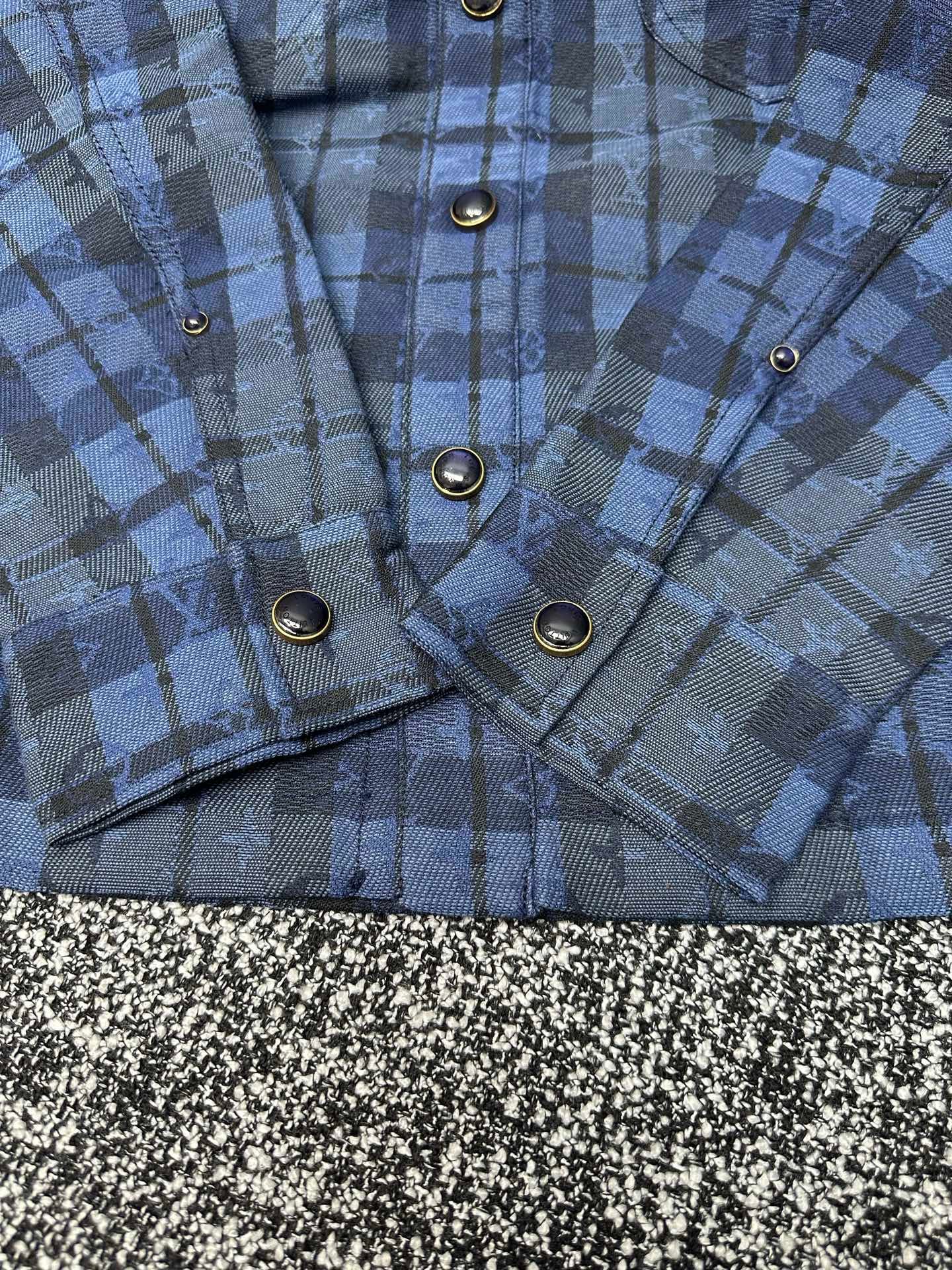 Louis Vuitton Monogram Tartan Denim Overshirt 110603 - Image 7