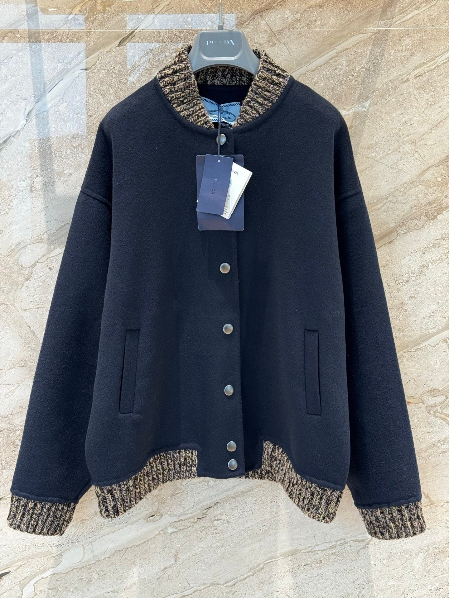 Prada knit-trimmed Wool Bomber Jacket D110702