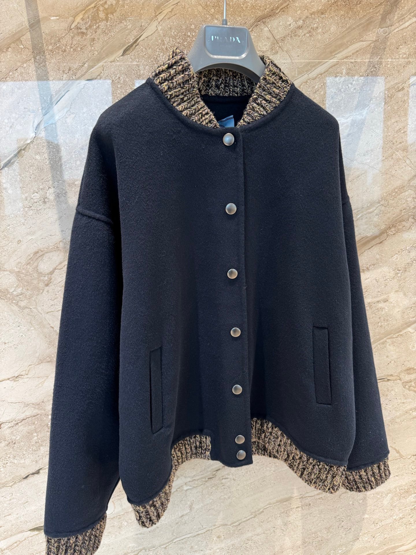 Prada knit-trimmed Wool Bomber Jacket D110702 - Image 3