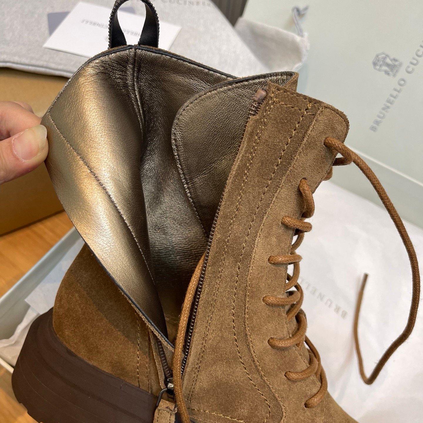 Brunello cucinelli Suede combat boots L110704 - Image 3
