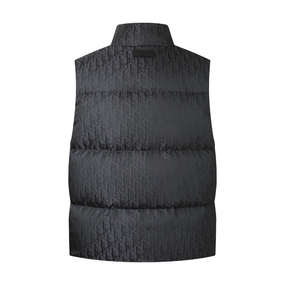 Dior Oblique Down Vest Black Cotton-Blend Jacquard 110703 - Image 4