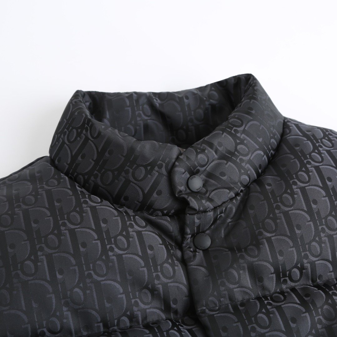 Dior Oblique Down Vest Black Cotton-Blend Jacquard 110703 - Image 5