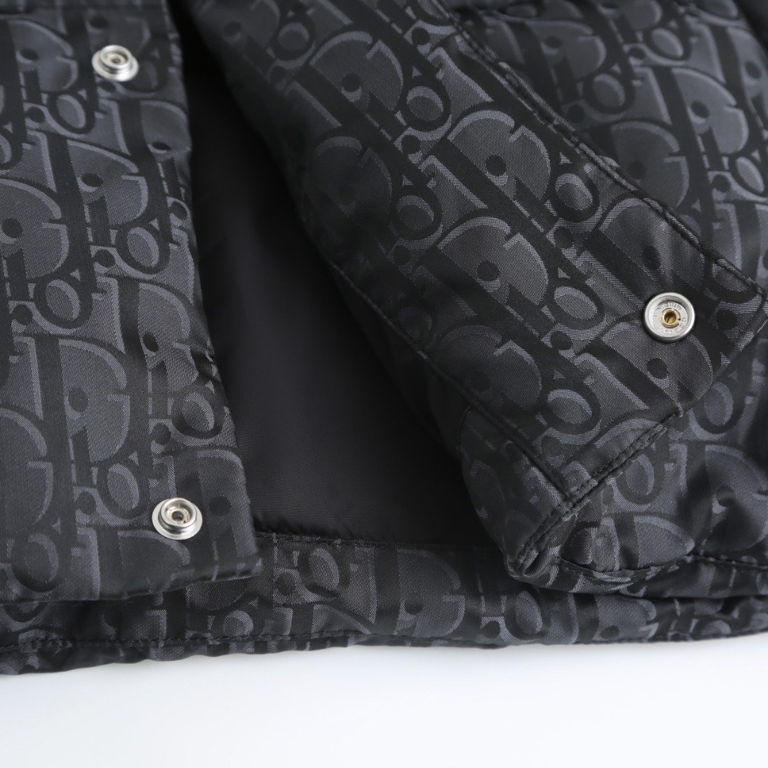 Dior Oblique Down Vest Black Cotton-Blend Jacquard 110703 - Image 7