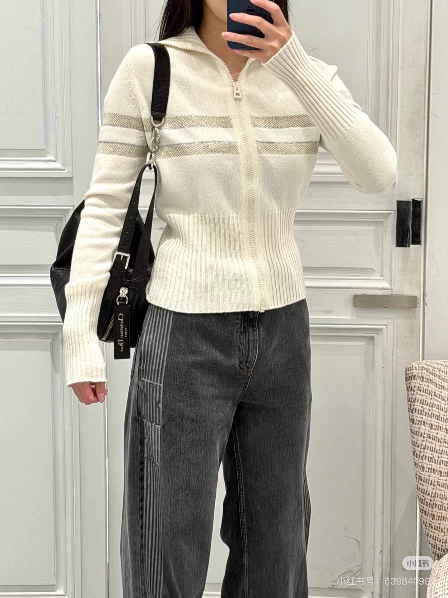 Dior Knitted Zippered Cardigan Sweater D110804 - Image 7