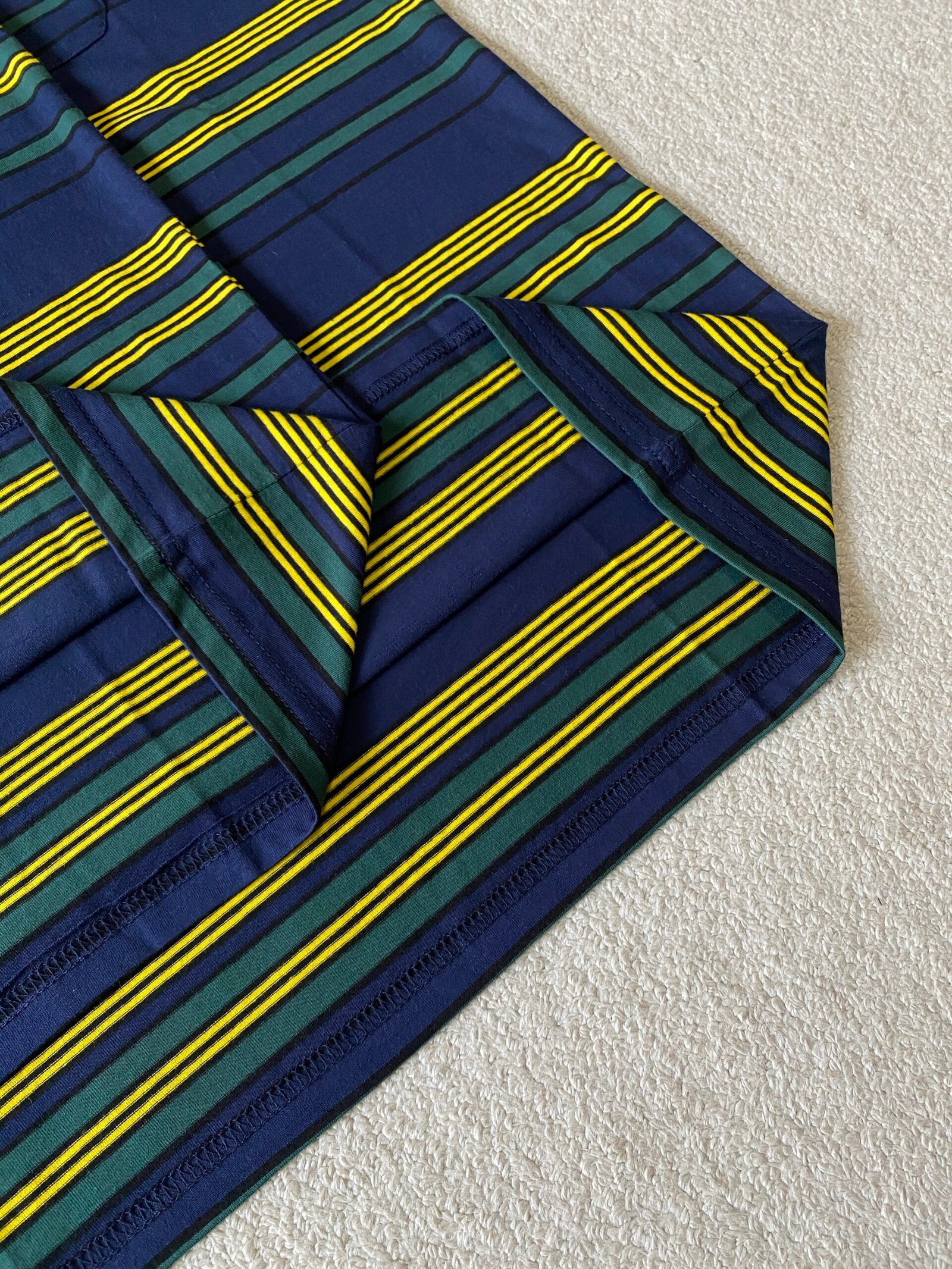 MIUMIU yellow-green-blue striped round-neck short-sleeved shirt 111209 - Image 5