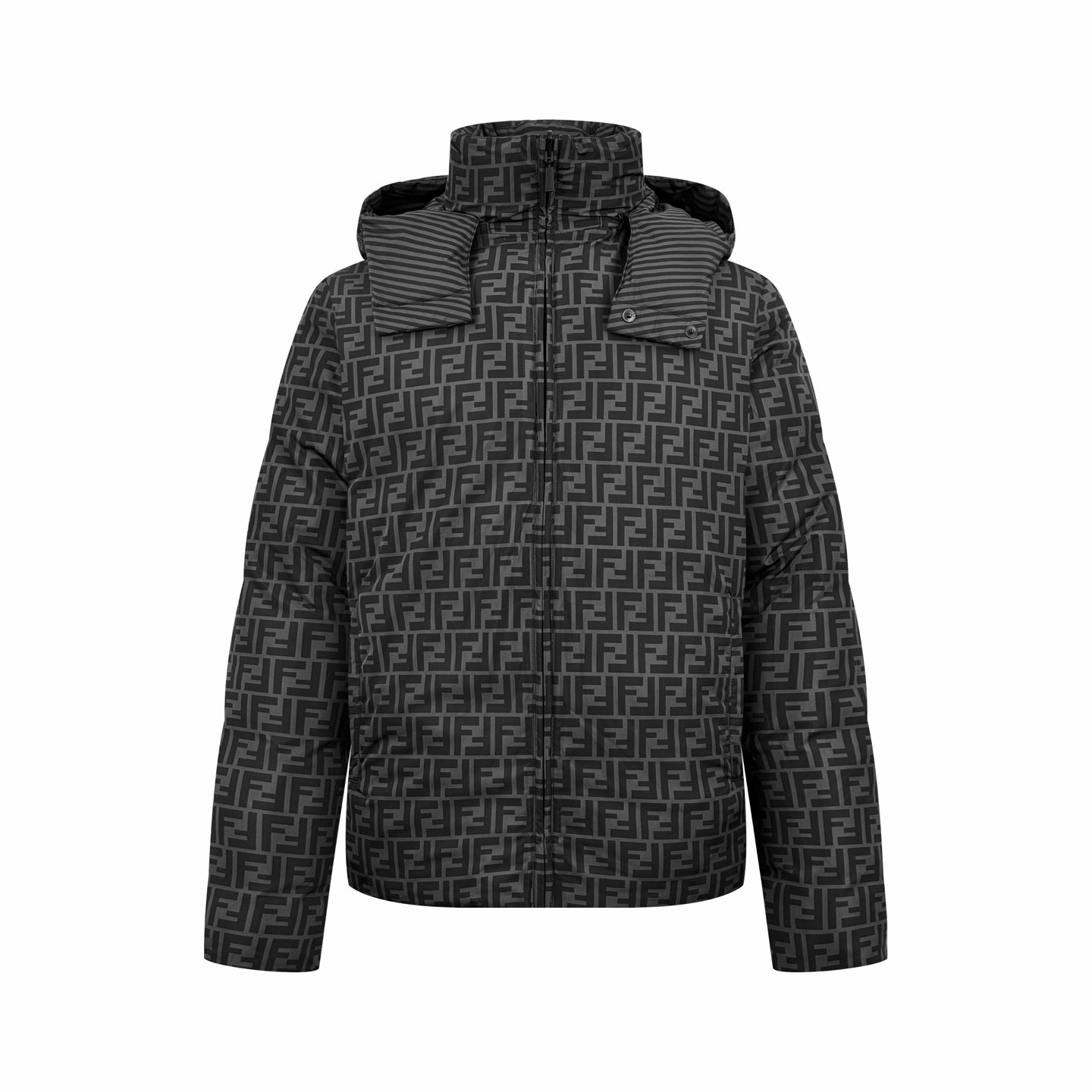 Fendi Zucca FF Logo Printed Puffer Coat 111305 - Image 3