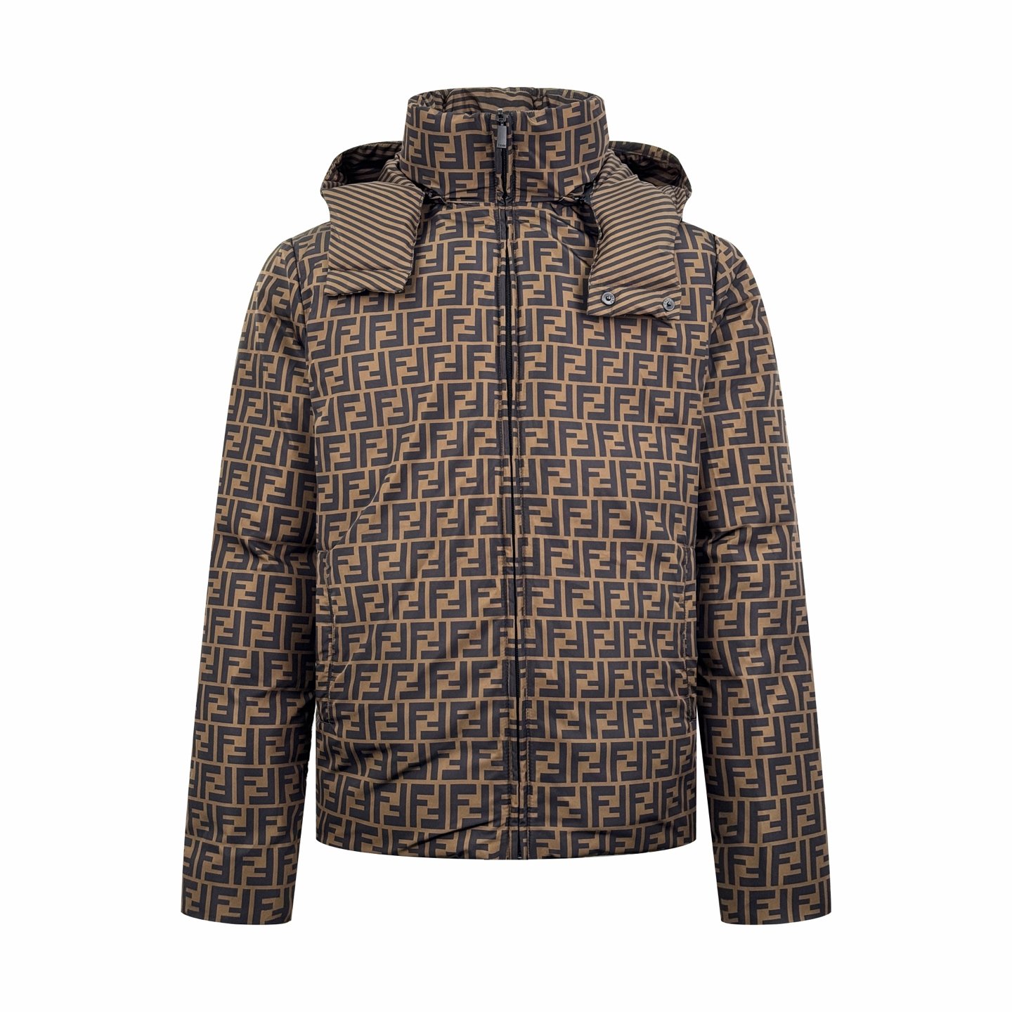 Fendi Zucca FF Logo Printed Puffer Coat 111305 - Image 2