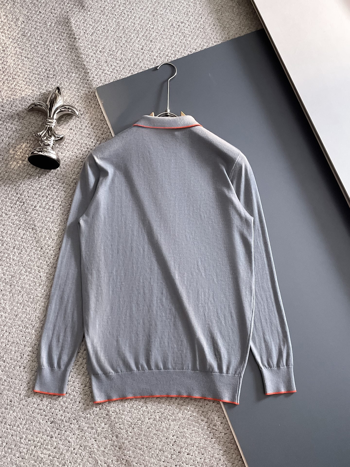 HERMES Embroidered Logo Cotton Polo Long Sleeved T-Shirt 111408 - Image 5