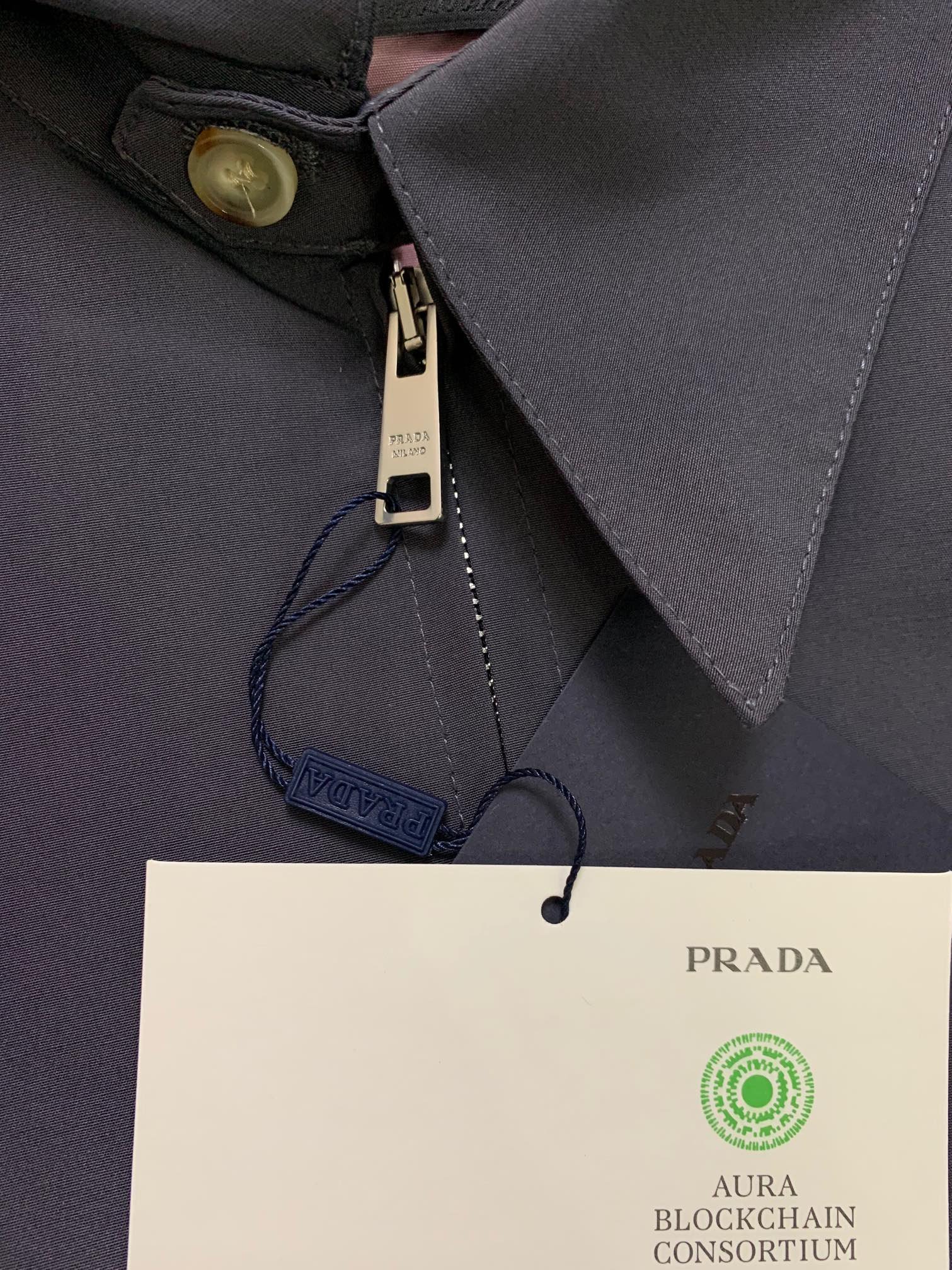 Prada shirt-collar welt-pocket Jacket 111702 - Image 4