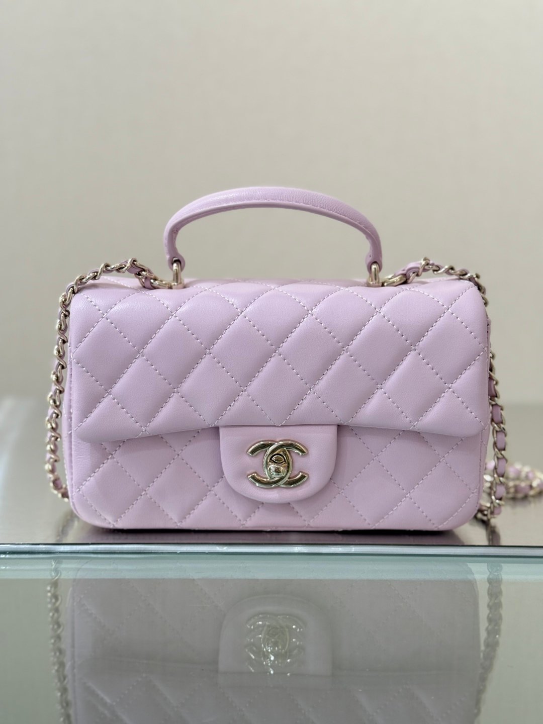 Chanel 24P Striped Top Handle Mini Leather Bag L111703 - Image 9