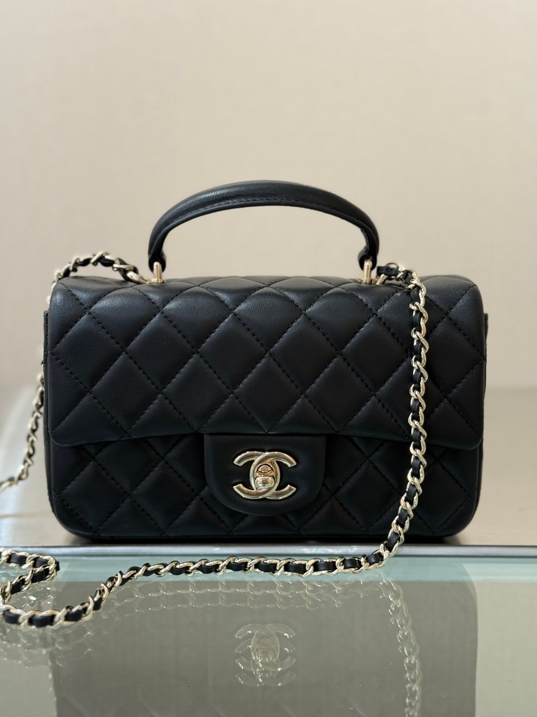 Chanel 24P Striped Top Handle Mini Leather Bag L111703 - Image 7