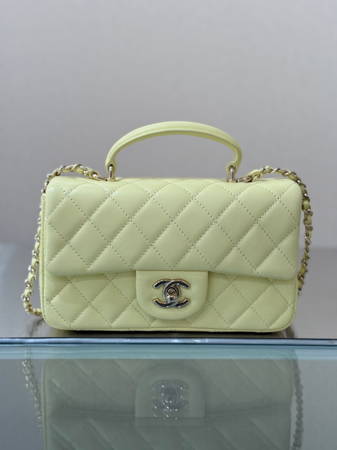 Chanel 24P Striped Top Handle Mini Leather Bag L111703 - Image 6
