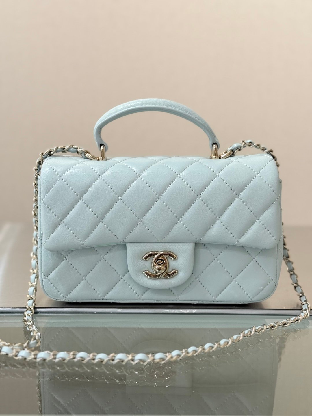 Chanel 24P Striped Top Handle Mini Leather Bag L111703 - Image 5