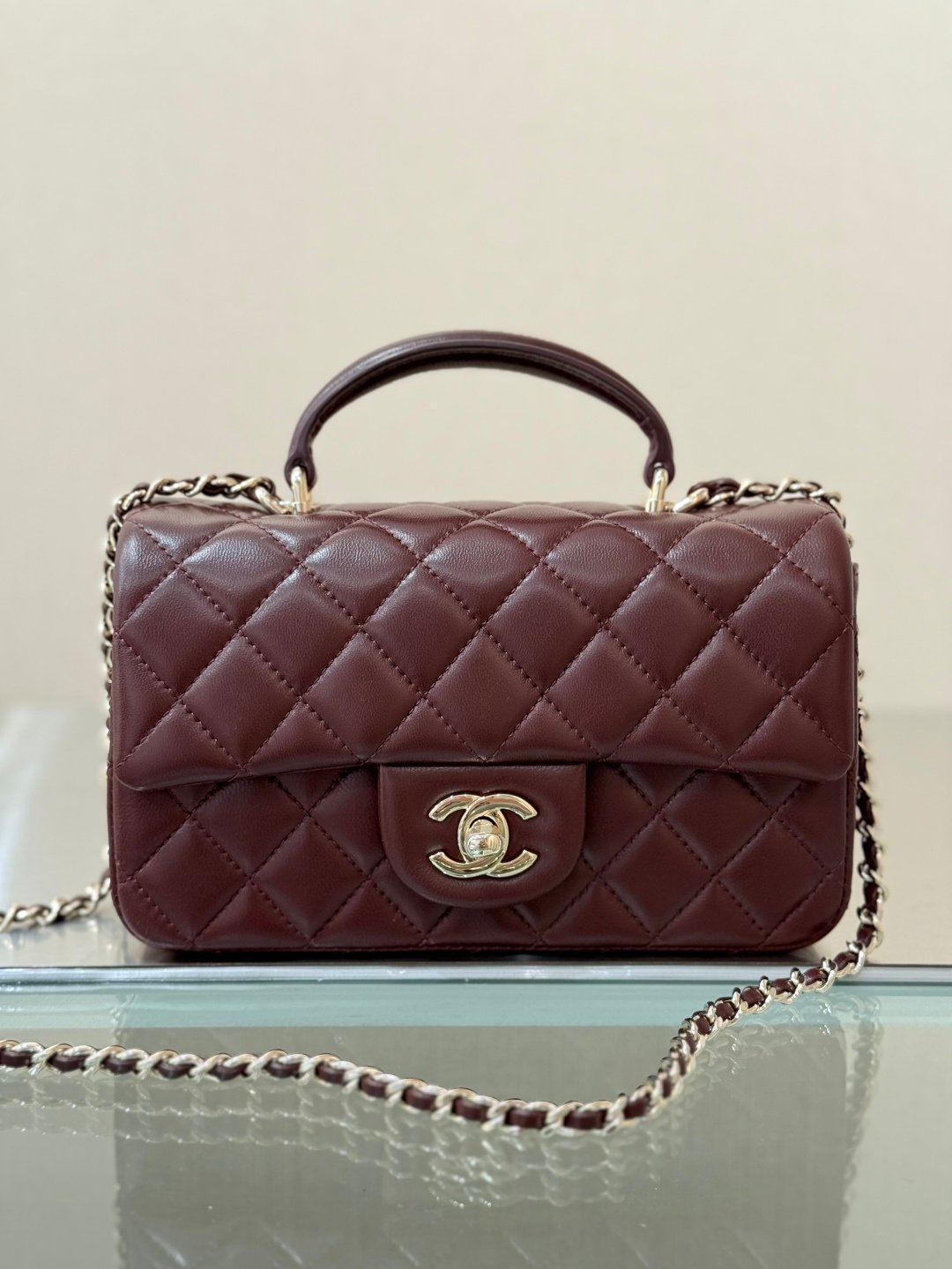 Chanel 24P Striped Top Handle Mini Leather Bag L111703 - Image 4