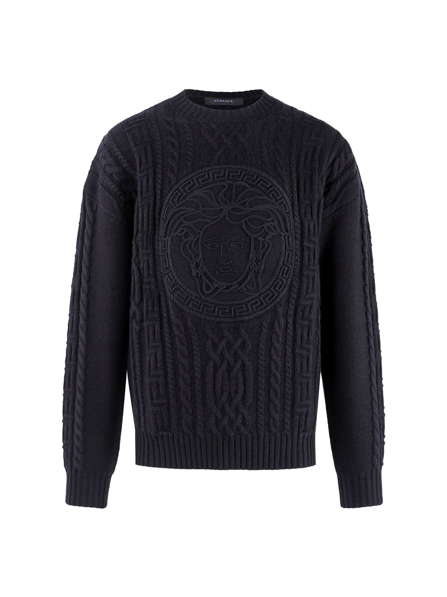 Versace Medusa embroidered cable-knit sweater 111801
