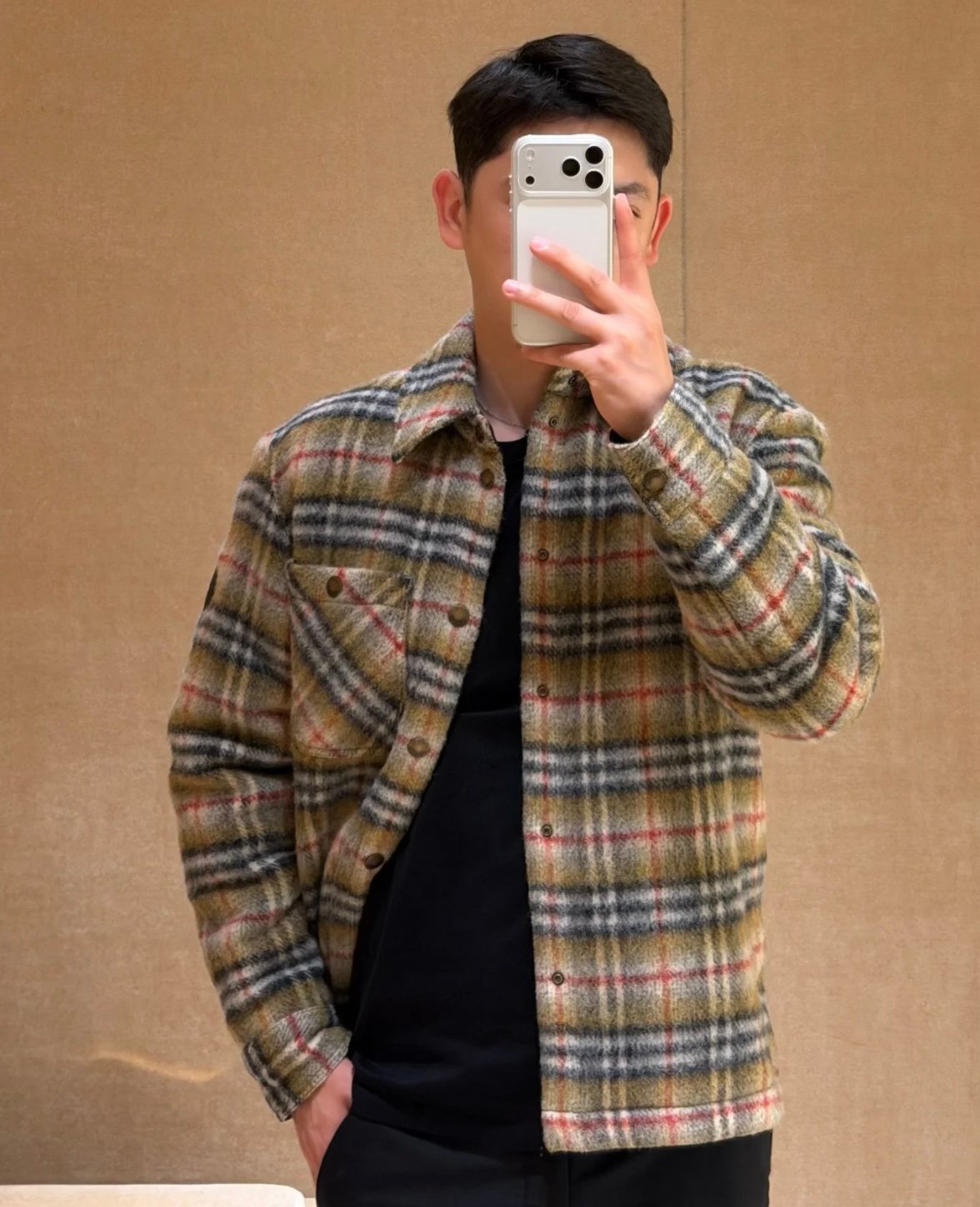 Burberry Men's Checked Wool Shirt Jacket 111802 - Image 9