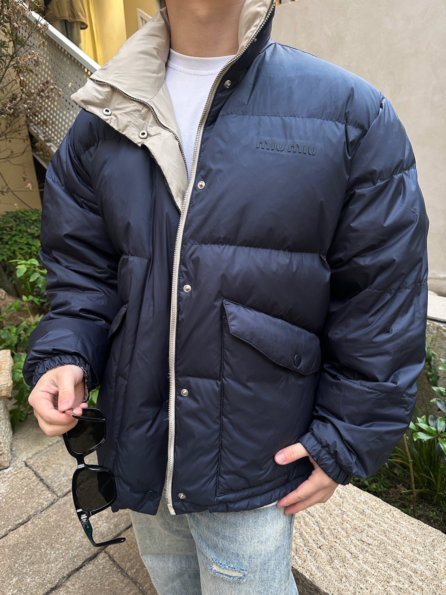 Miu Miu Technical Pongé Cropped Down Jacket 112002 - Image 11