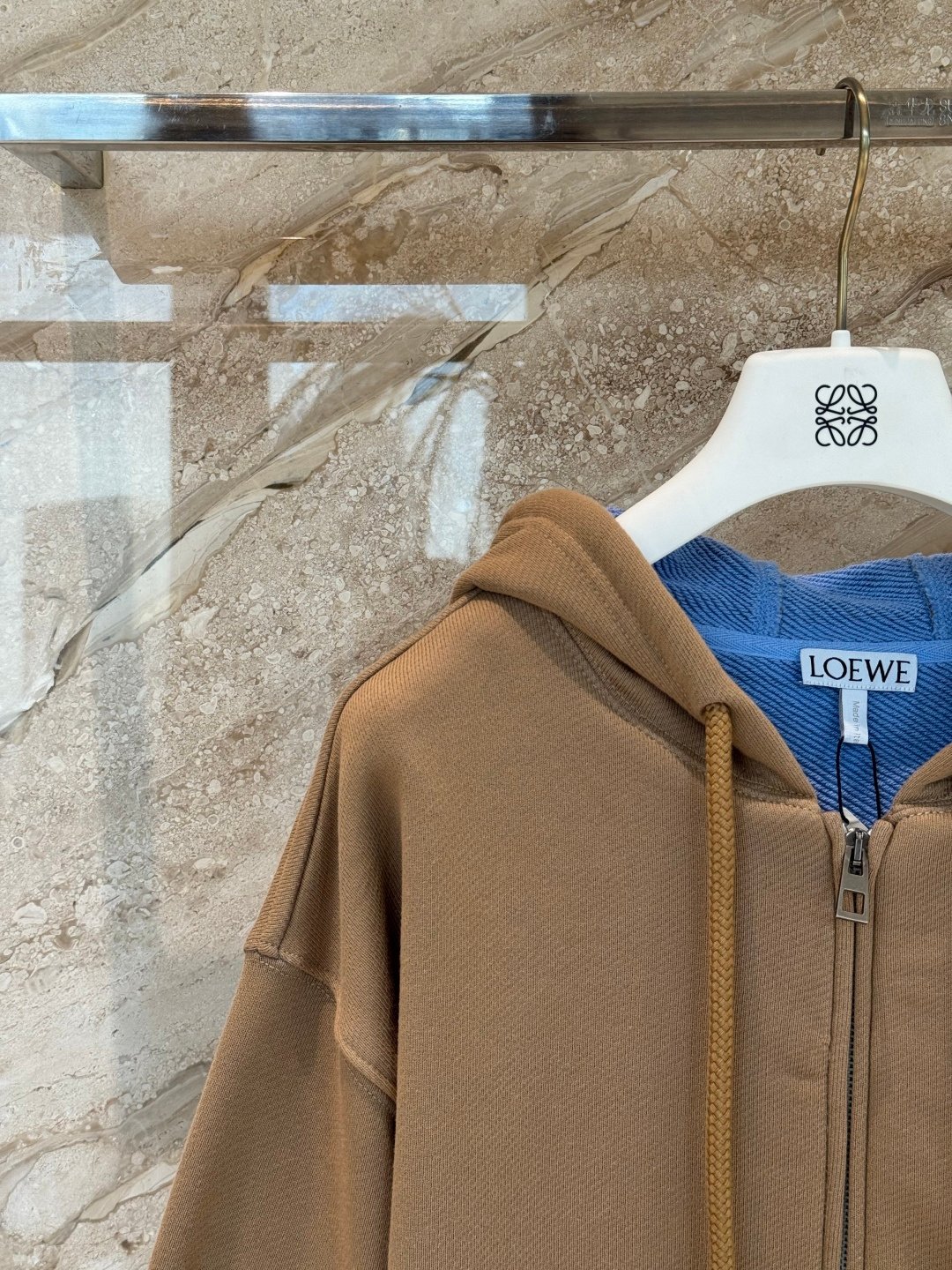 Loewe brown zipper hooded sweatshirt D112103 - Image 3