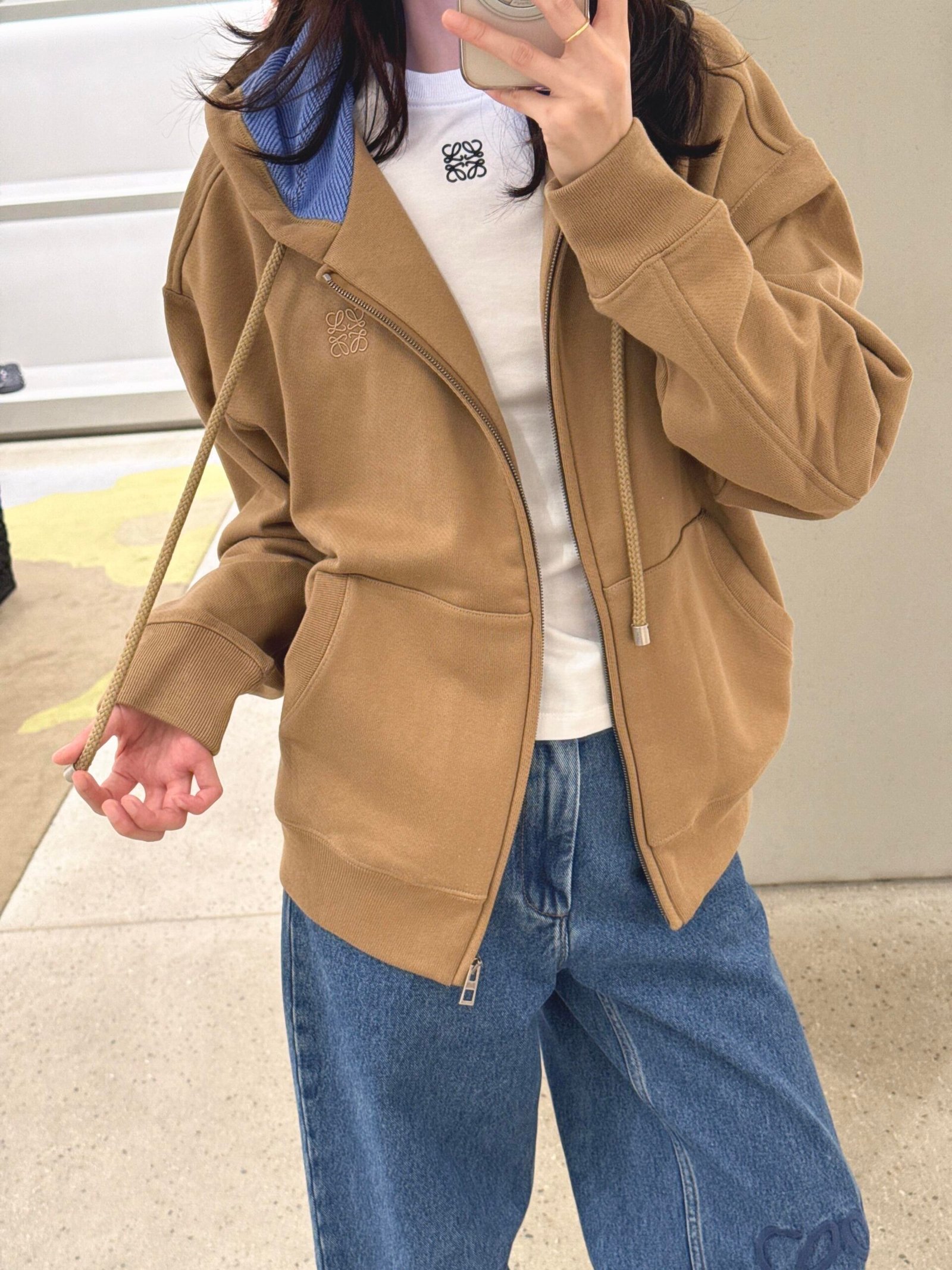 Loewe brown zipper hooded sweatshirt D112103 - Image 9