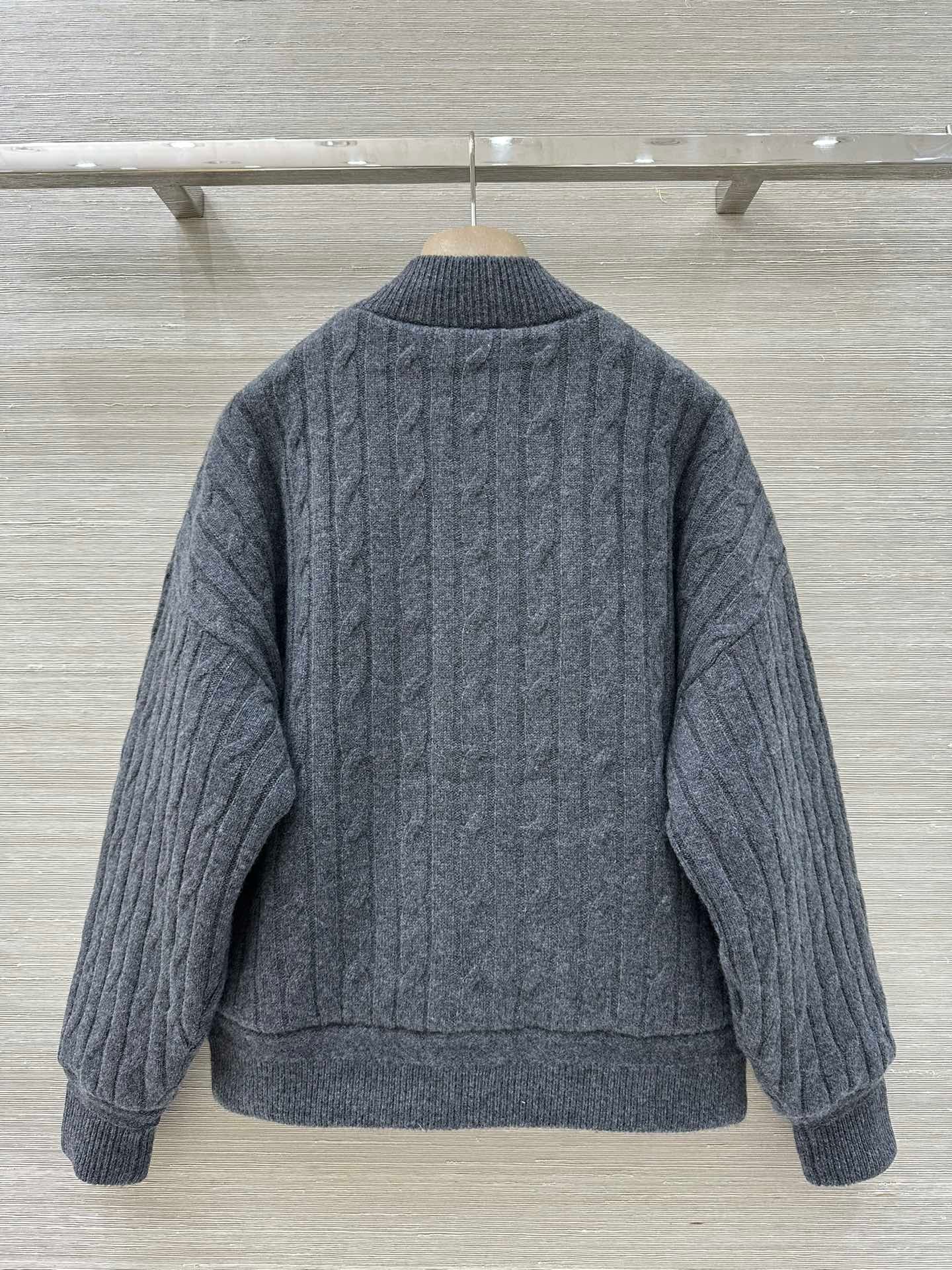 Polo Ralph Lauren Grey Plaid Knitted Baseball Jacket D112105 - Image 3