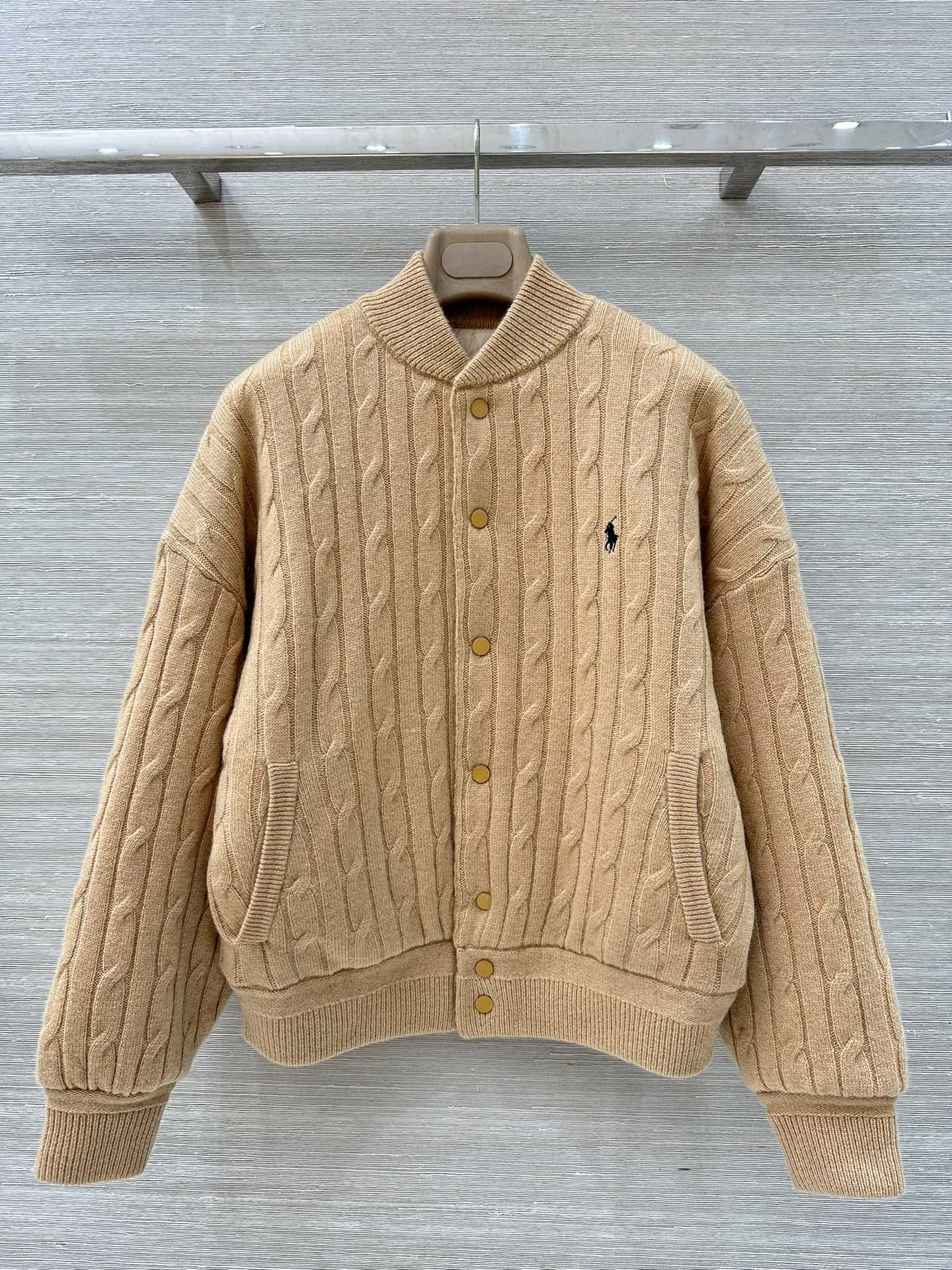 Polo Ralph Lauren Grey Plaid Knitted Baseball Jacket D112105 - Image 4