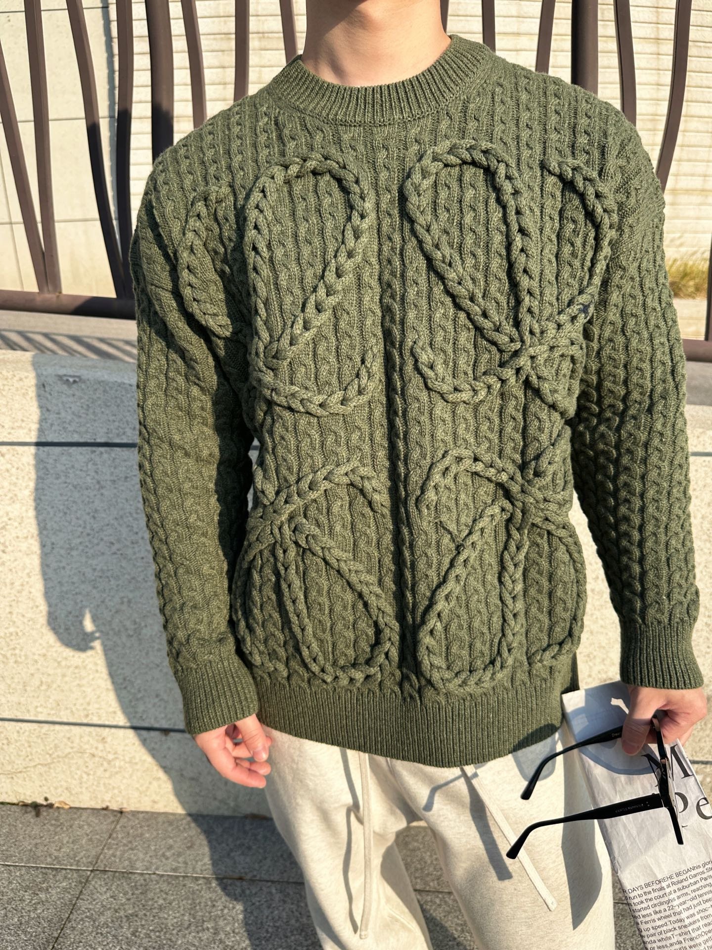 Loewe Anagram-crochet cabled-wool sweater 112204 - Image 12