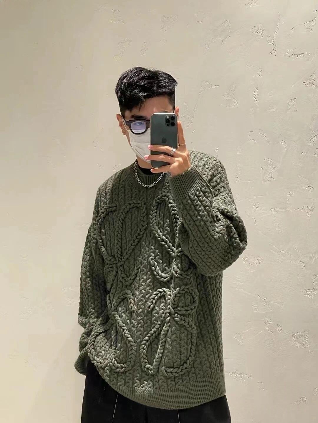 Loewe Anagram-crochet cabled-wool sweater 112204 - Image 13