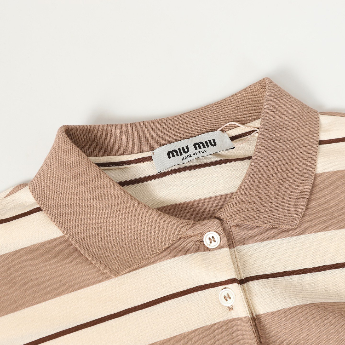 Miu Miu Striped Long-Sleeved Polo Shirt D112501 - Image 4