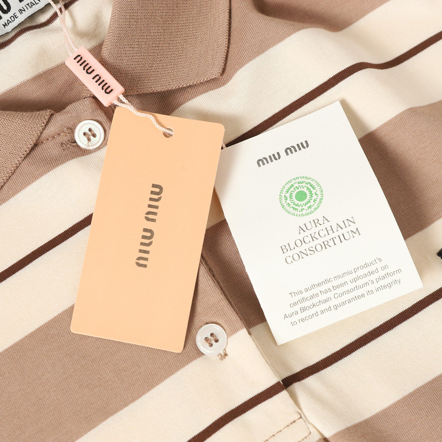 Miu Miu Striped Long-Sleeved Polo Shirt D112501 - Image 8