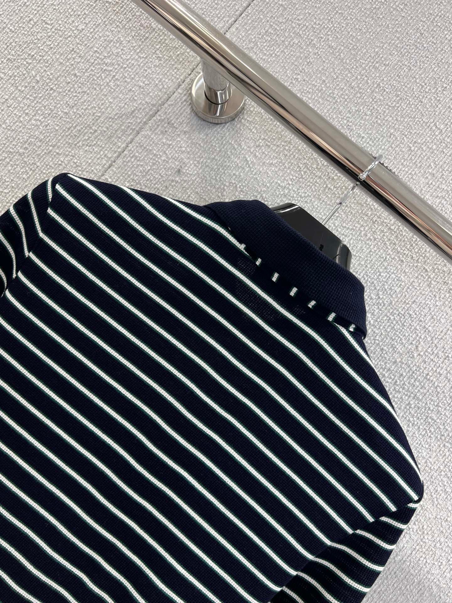 Celine Striped Long-Sleeve Polo Shirt D112404 - Image 5