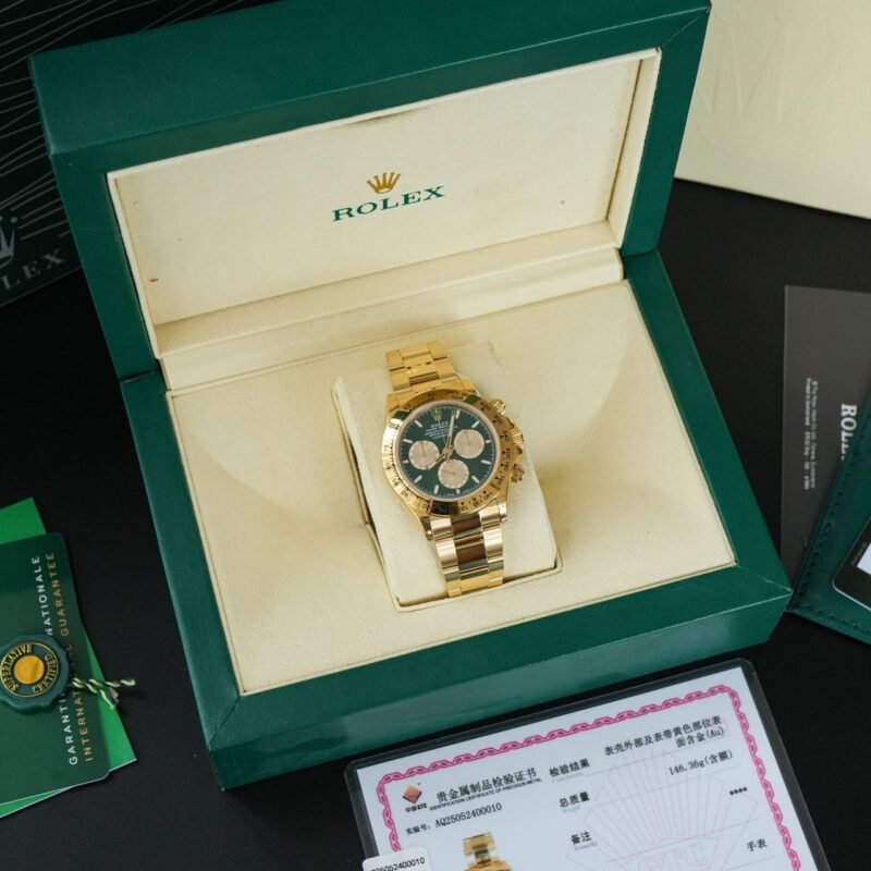 Rolex Daytona John Mayer Yellow Gold Green Dial BOXE L112406