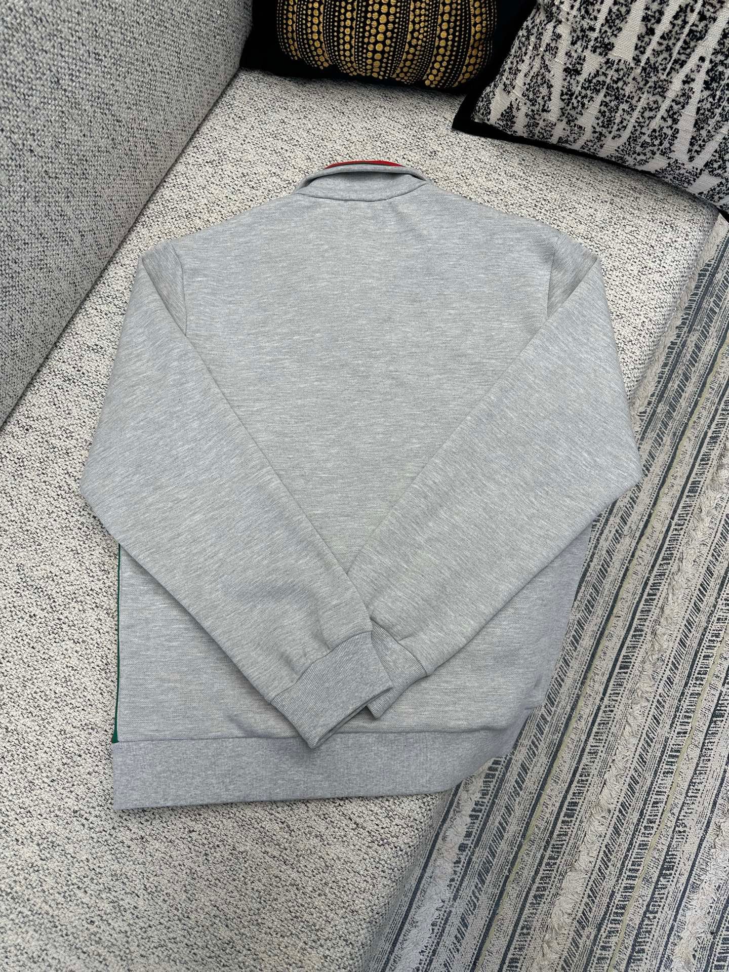 Grey blended cotton double-zipper jacket set 112410 - Image 4
